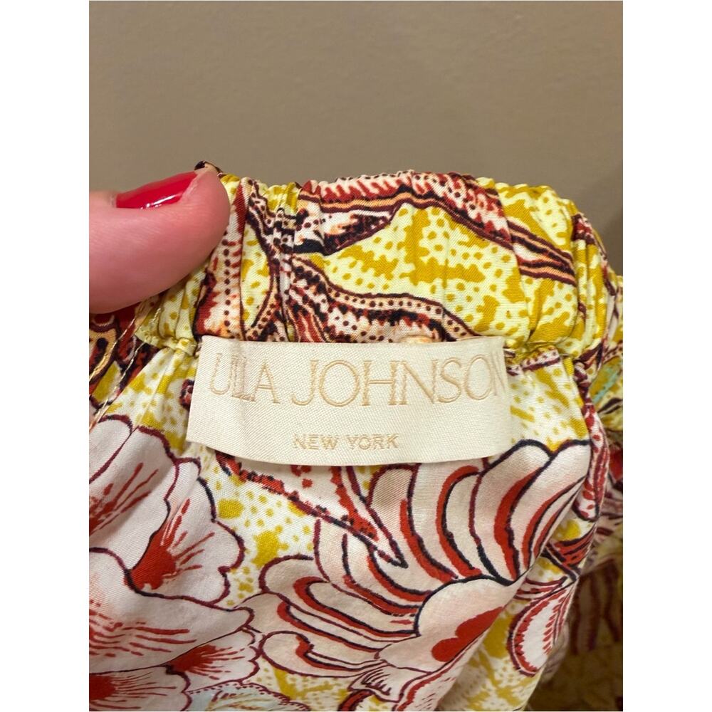 Ulla Johnson Cotton Yellow Floral Maxi Dress with Puff Sleeves 4 - Picture 12 of 15